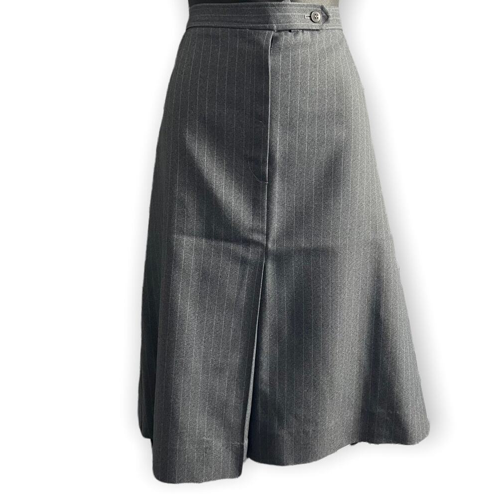 Inner Visions Midi Length A-Line Skirt Womens 16 Charcoal Gray VTG Slit Academia